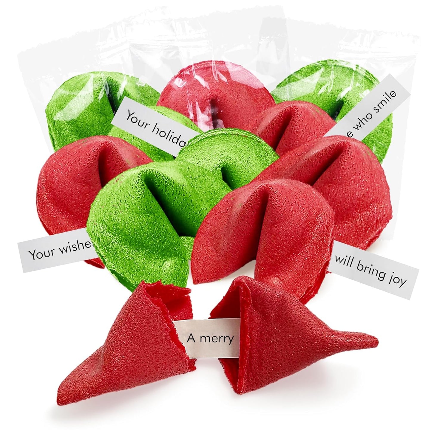 4Es Novelty Christmas Fortune Cookies Bulk, 50 Individually Wrapped Funny Fortune Cookies with Holiday Sayings for Kids & Adult