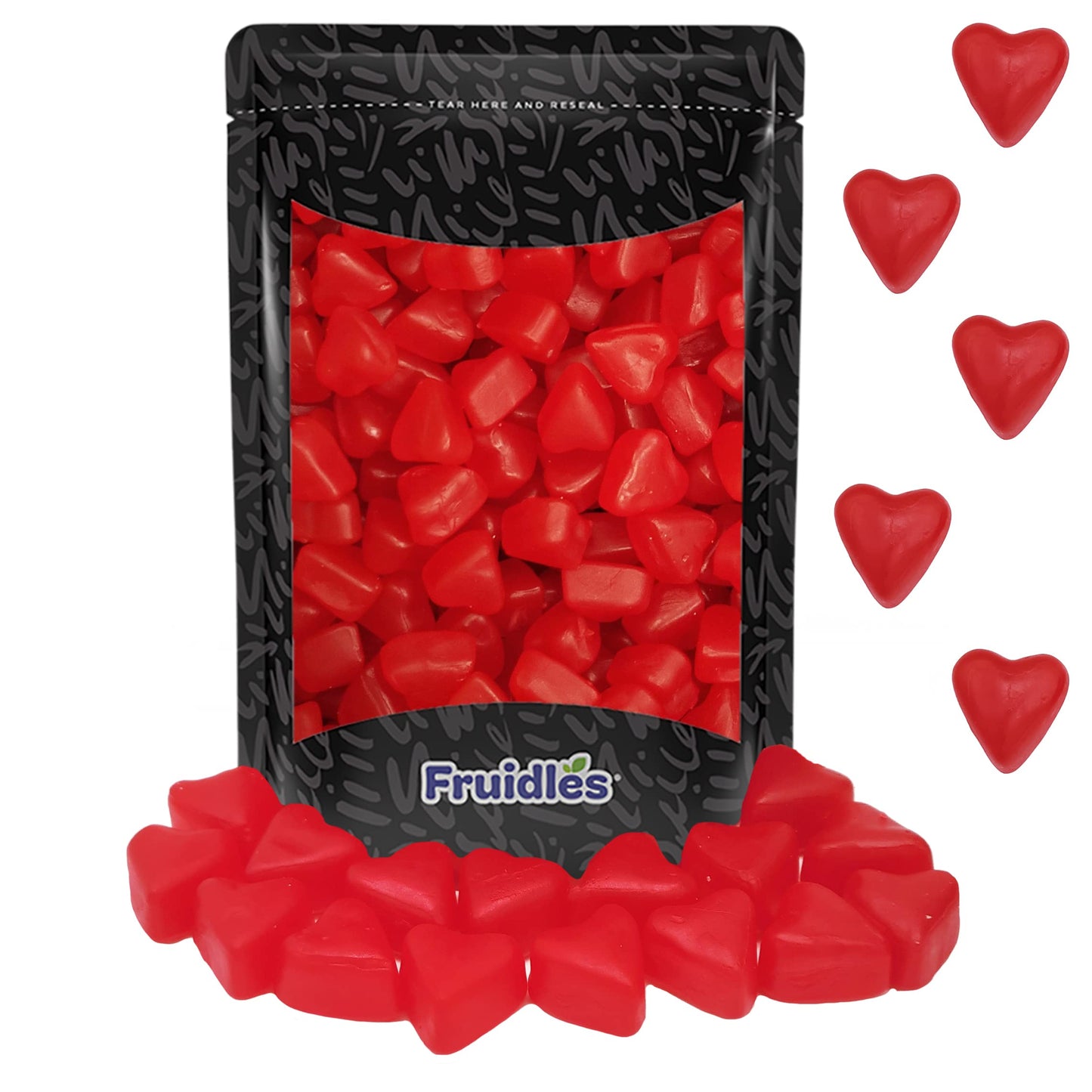 Fruidles Valentines Cherry JuJu Hearts Jelly, Delicious Gummy Candy, Fun and Festive Holiday Snacking, Party Favor (1 Pound)