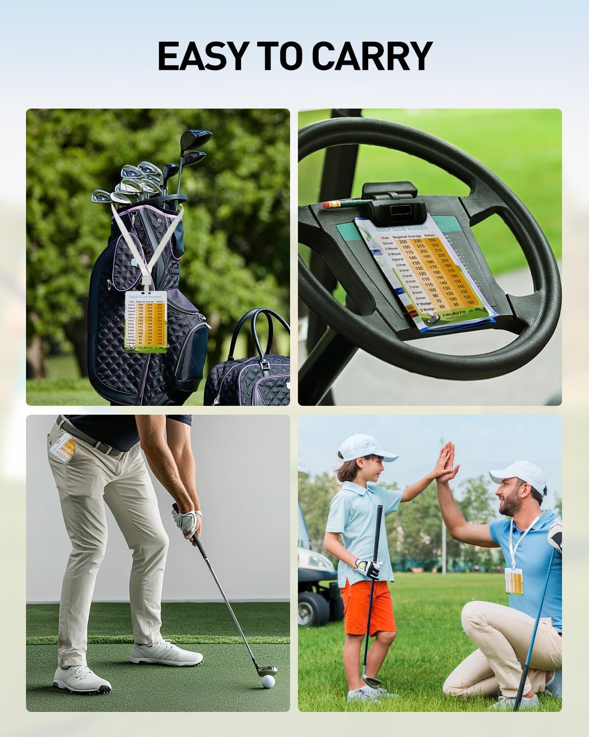 Golf Club Distance and Rules Card: Golf Club Bag Accessories - Golf Yardage Card for Men and Women Golf Club Range Chart Card Personalized Design Beginners Essentials Tool