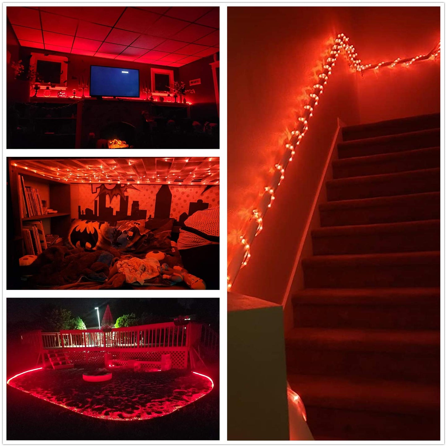 Buyagn LED Rope Lights 100Ft Waterproof Outdoor Decorative Lighting Red, Model DH111701