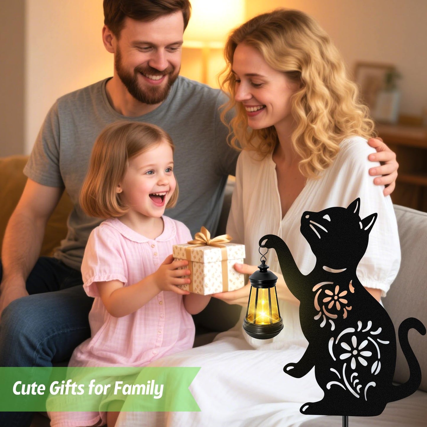 Solar Cat Hanging Lantern Outdoor 2 Pack Hristmas Black Cat Solar Lights Cat Lover Gifts For Women Mom Grandma Birthday MotherS Day Waterproof Garden Ornaments Decor Outside Backyard Patio Pathway
