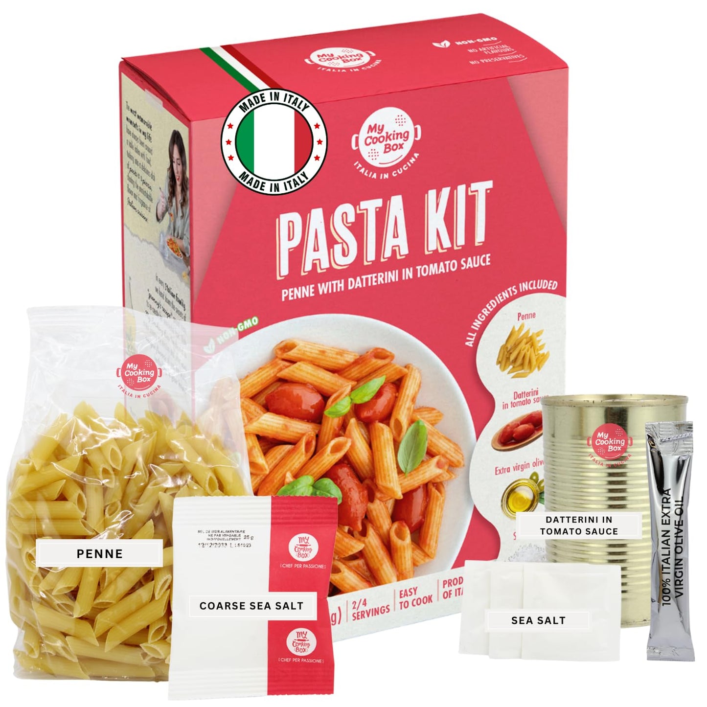 My Cooking Box Gourmet Pasta Dinner Kit Recipe - Penne with Tomato Sauce, Product of Italy, 24.7 oz (699g), All The Italian Ingr