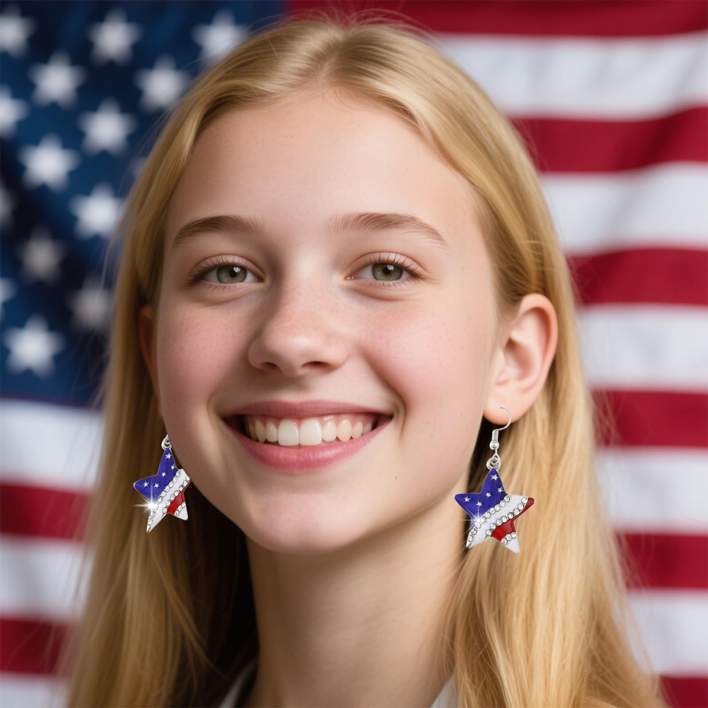 Halloween Acrylic Earrings - Cute Cat & Moon Star Design, Spooky Costume Accessories for Women, Party Favors (4th of July Star)