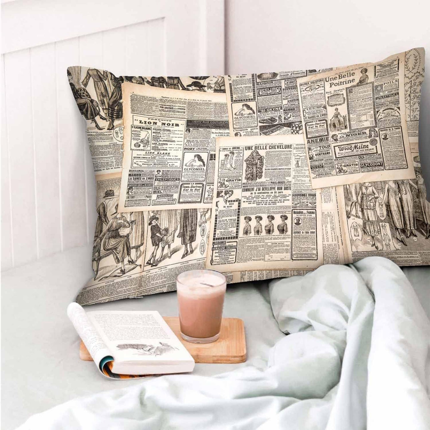 Mugod Home Decor Pillow Cases Vintage Woman Fashion Magazine Paris Paper,Standard Throw Cushion Cover for Bed Couch Sofa Office Decor 20x30 Inches