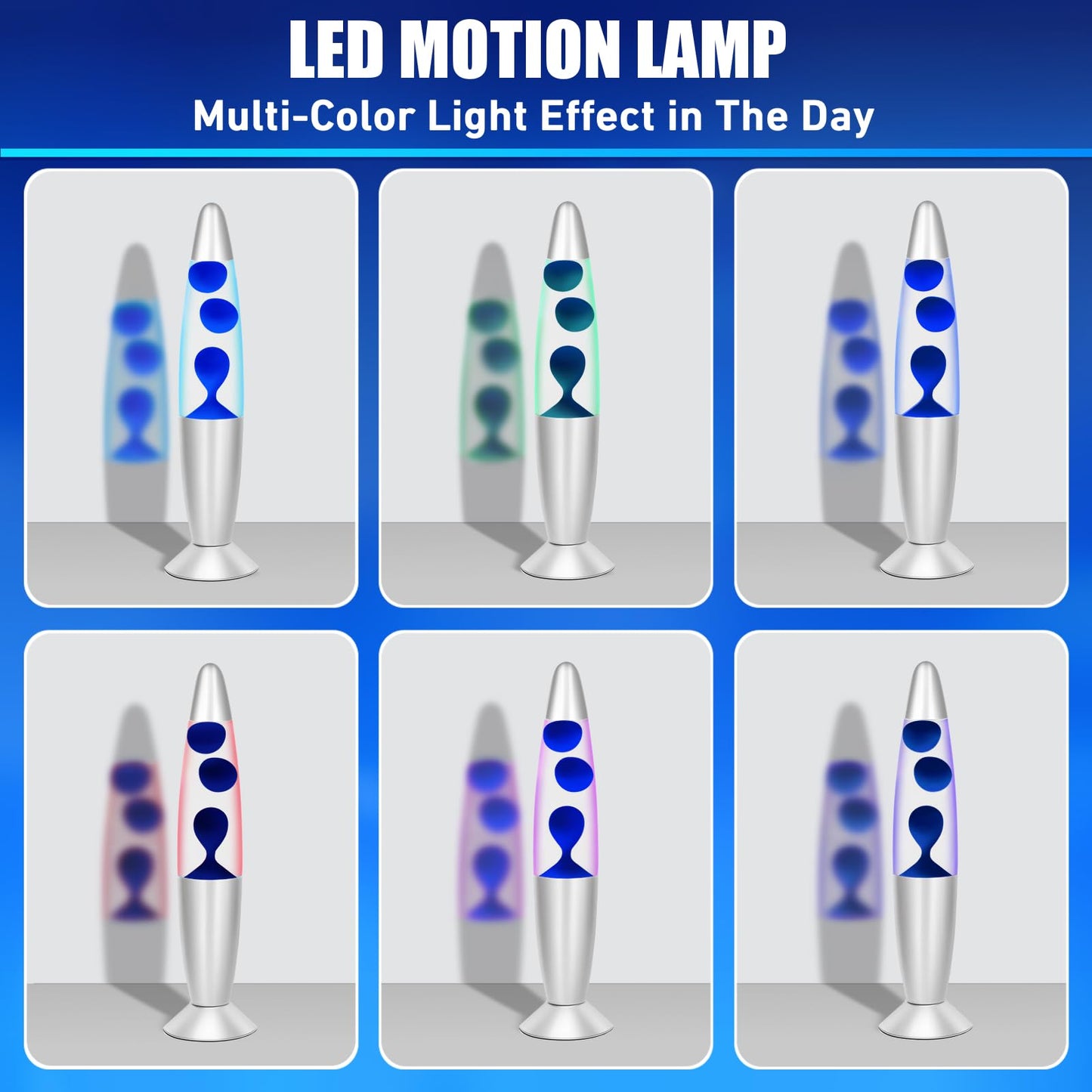 Dalavalampa Color Changing Liquid Motion Lamp, 13in LED, Blue, Small, Model 6122D-01, Night Light for Home D?or