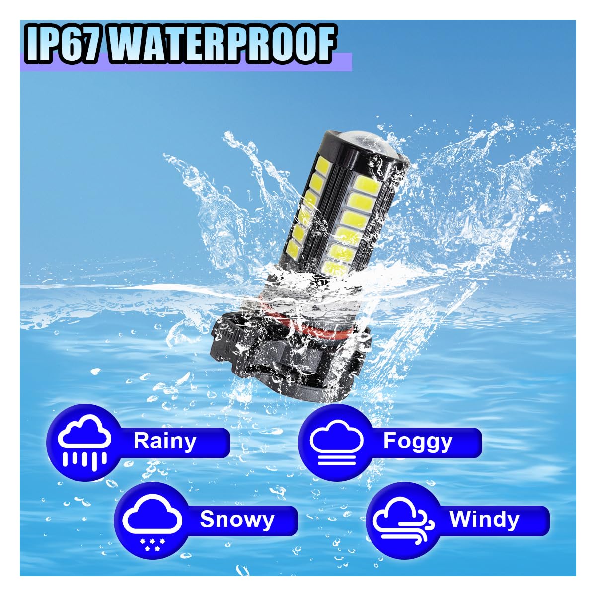 Lhdos H16 Led Fog Light Bulbs - 1500 Lumen, 6500K White, Plug & Play, 2Pcs, Universal Fit For Car, Truck, Suv - Black