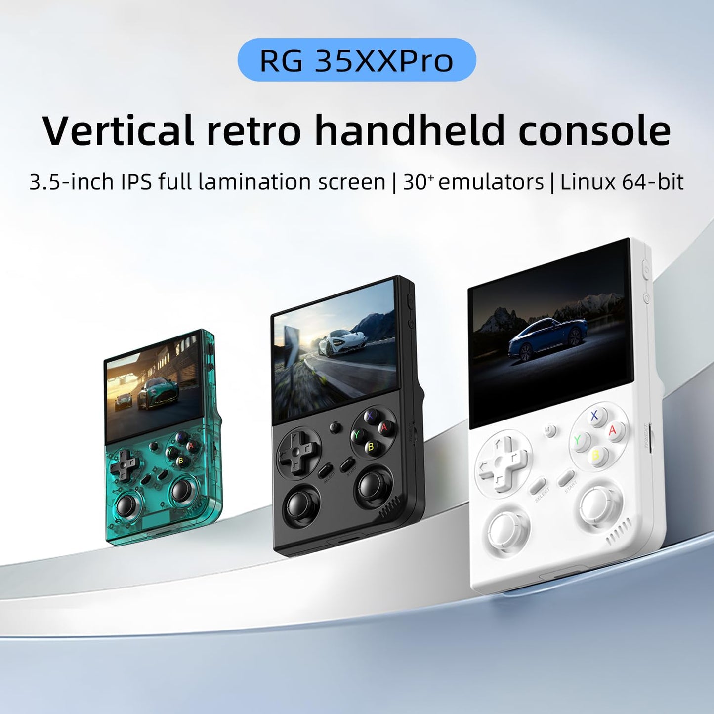 RG35XX Pro Handheld Game Consoles RG35XXPro Retro Gaming Console with 64GB Card 4353 Games Video Game Console Linux 64 Portable Pocket Arcade Support 30+ Simulators WiFi Bluetooth HD Output White
