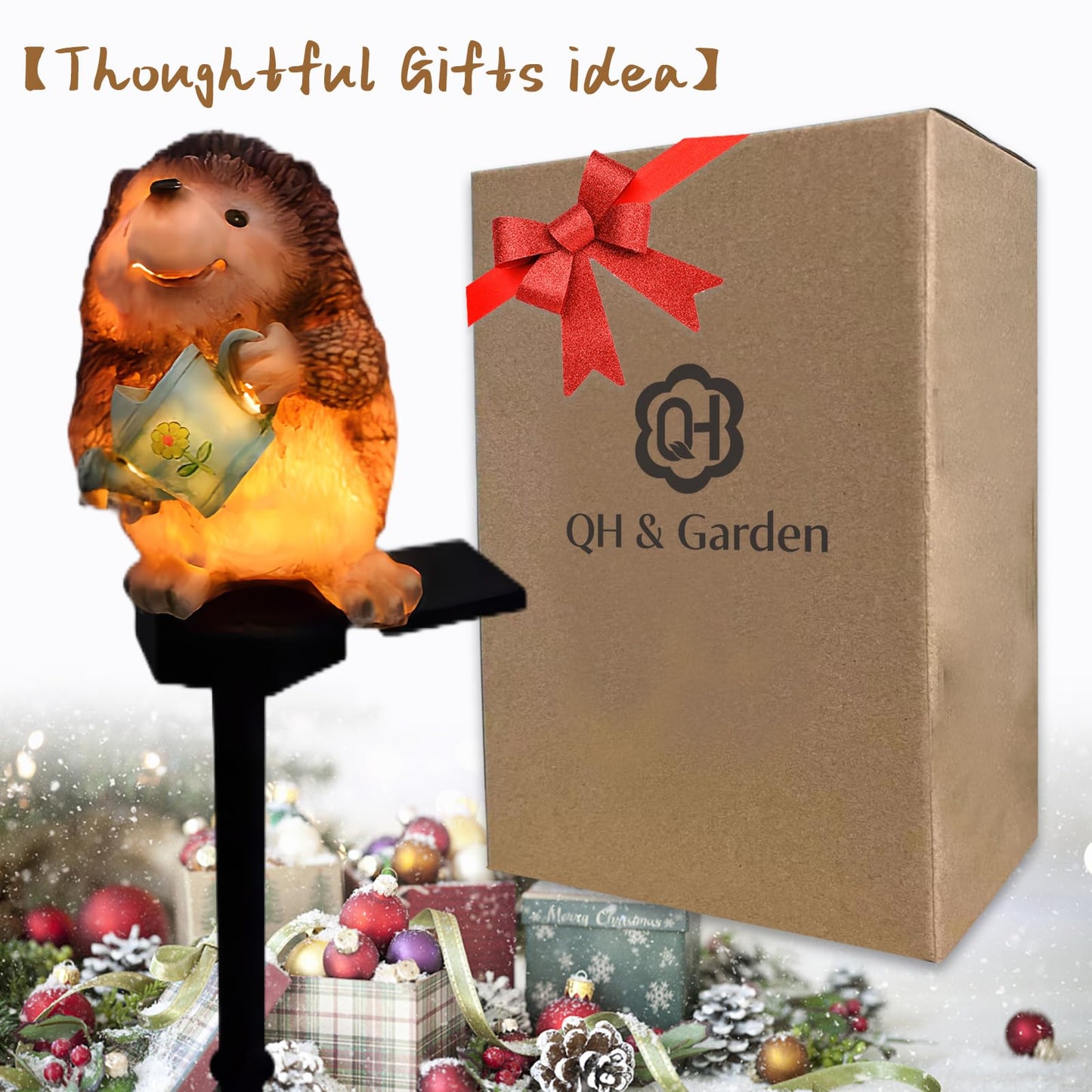 Qh & Garden Solar Light Outdoor Decor Solar Led Hedgehog Stake Lights Ip55 Waterproof Animal Figurines Decorative Light For Yard Patio Garden Lawn Balcony-Hedgehog Ornament Gift For Grandma