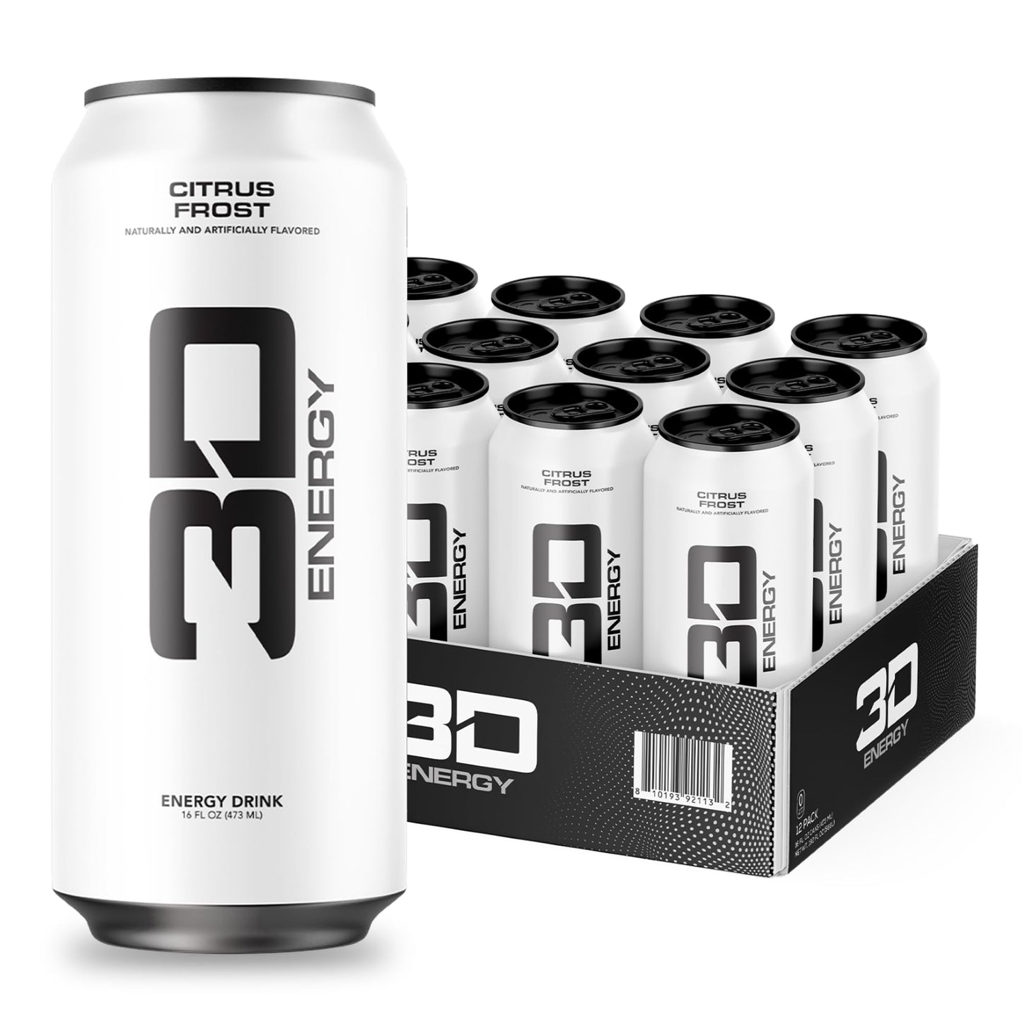 3D Energy Drink - Sugar Free 200mg Caffeine Pre Workout Taurine L-Carnitine Lightly Carbonated 16oz Cans 12 Pack - Citrus Frost