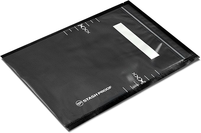 Stash Proof Resealable Zipper Vacuum Seal Bags 8" x 12" (100 Count) 5.5 Mil (Black and Clear) - BPA Free Commerical Grade Food Saver for Storage, Sous Vide, and Meal Prep Sealer Bag