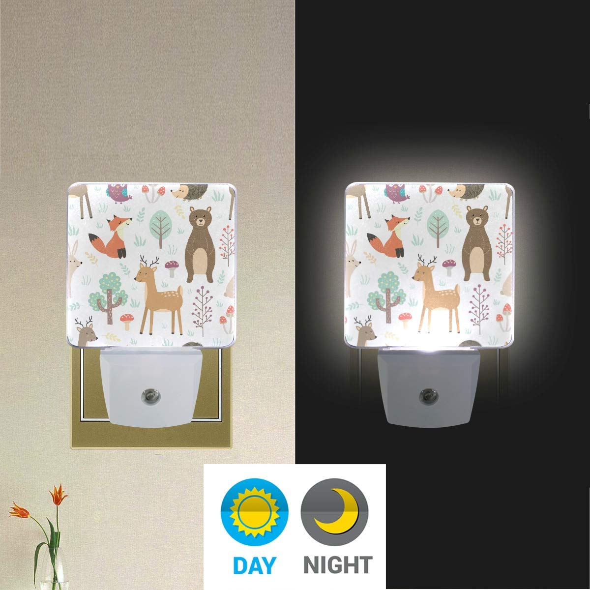 DIY.HD Plug-In Night Light, 0.5W LED, Dusk-To-Dawn Sensor, 2-Pack, Multicolor, Model g4475045p189c223s321
