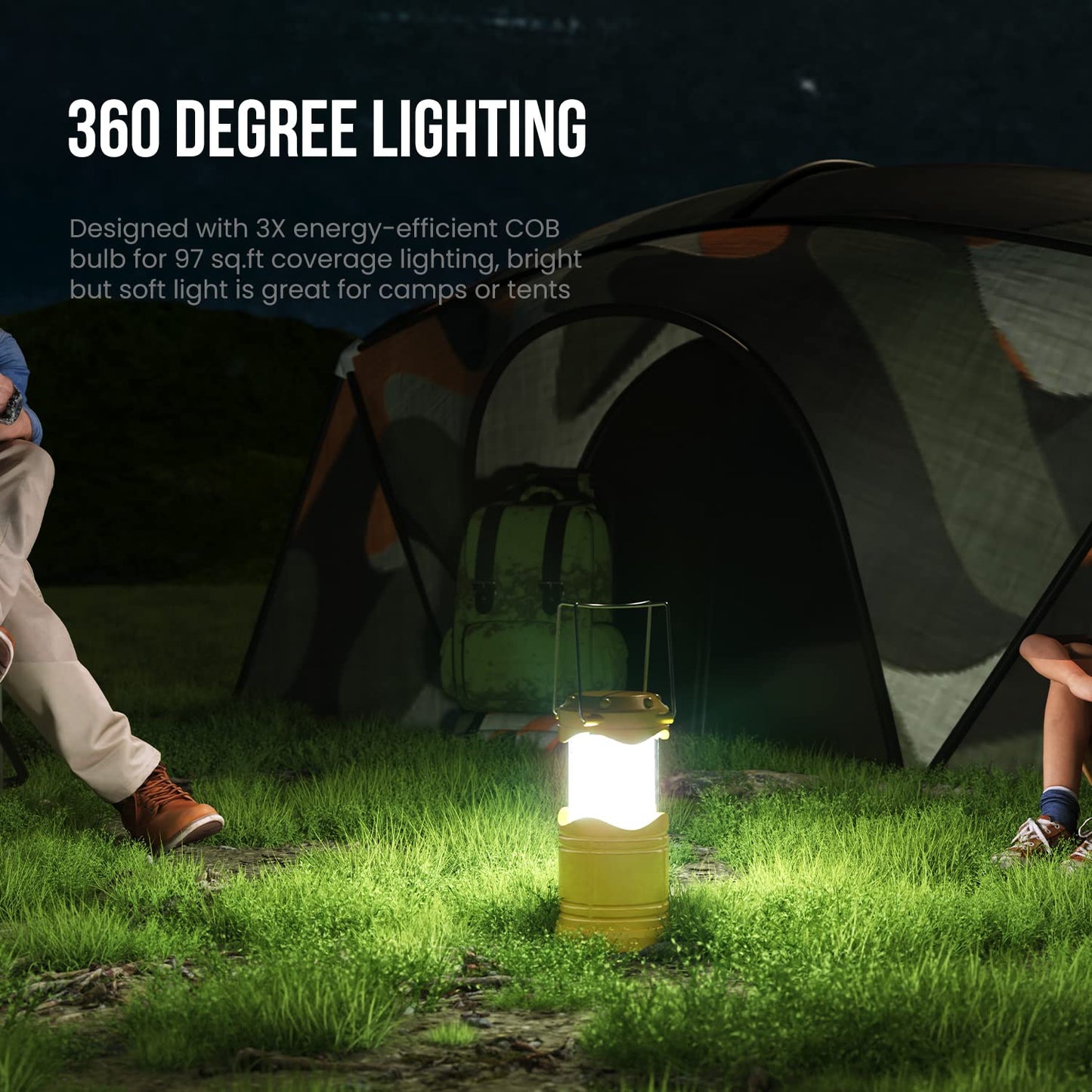 Lichamp COB Camping Lantern - Portable High Lumen Flashlight, Medium Size, HIPS Plastic, Yellow, Model CLS-B004-YL