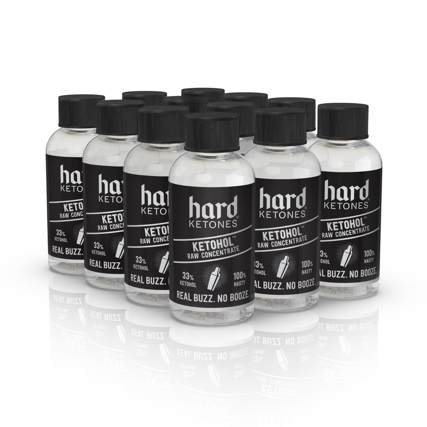 Hard Ketones Raw Ketohol Concentrate | fermented-style flavor Alternative with 17.25g (33%) Ketohol | 12 Pack 2 Oz Bottles