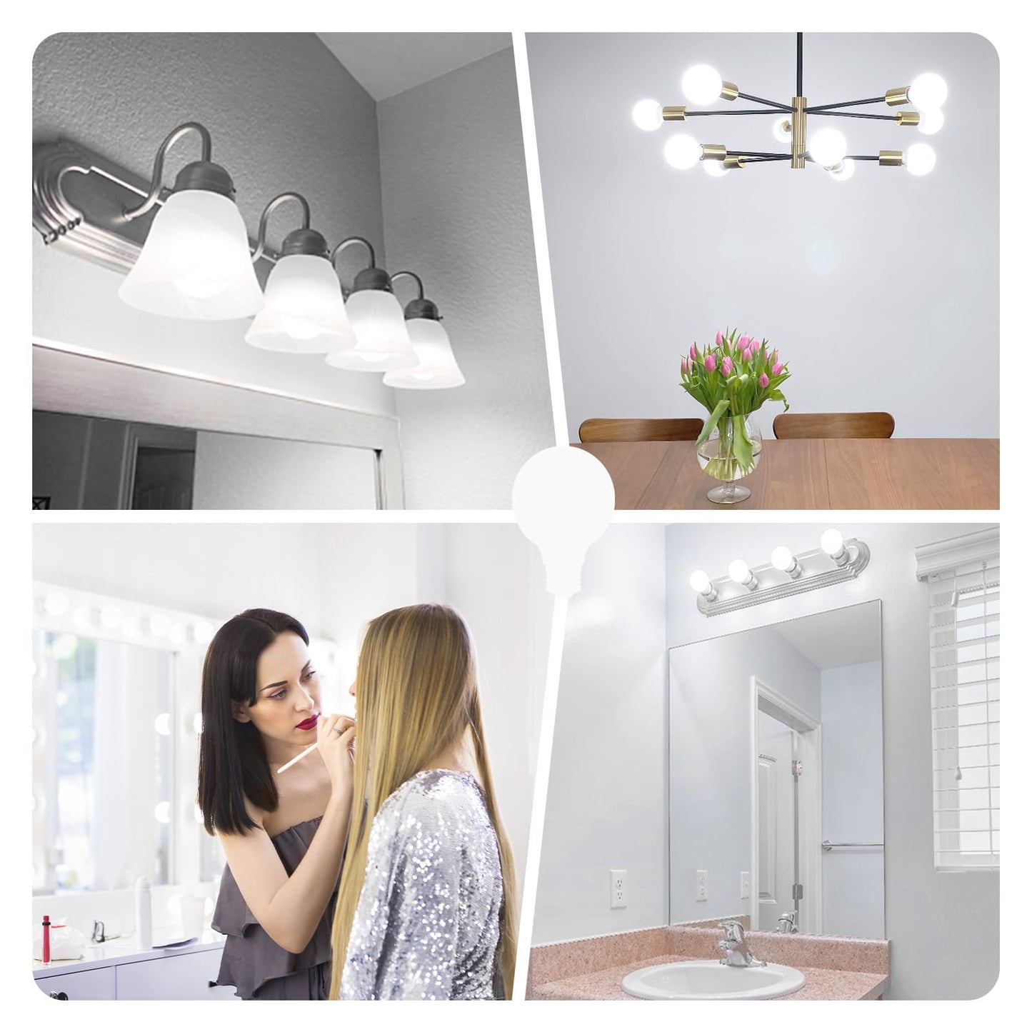 Shinestar 4-Pack Vanity Light Bulbs 60W Equivalent 5000K Daylight G25 Led Globe Light Bulbs For Bathroom E26 Medium Base Non-Dimmable