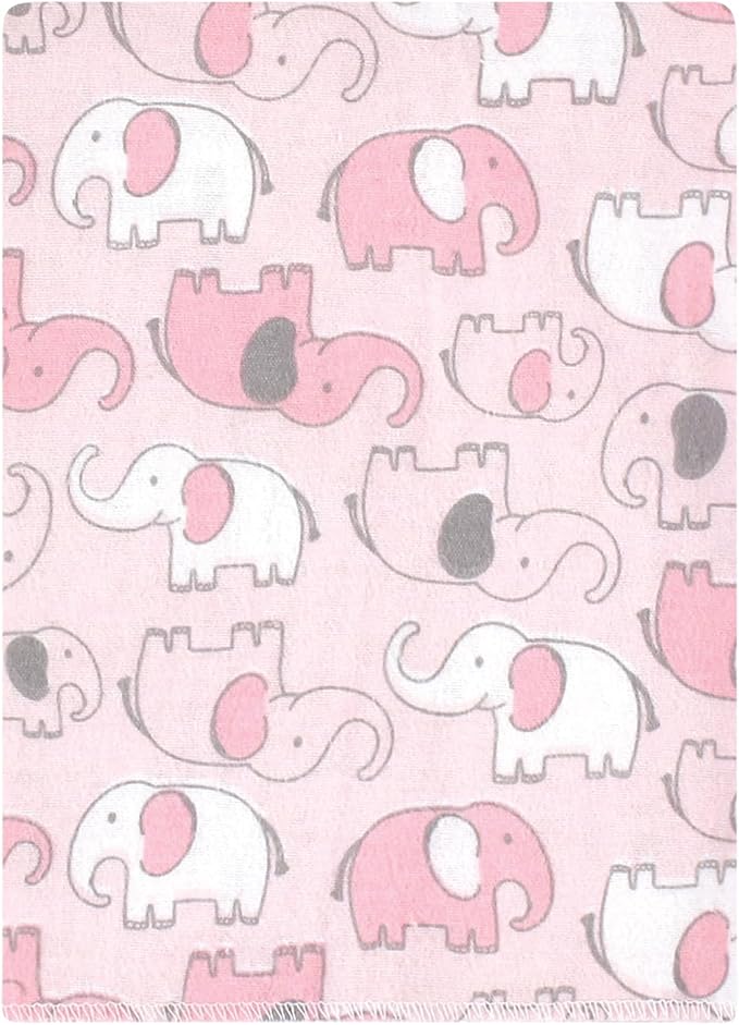 Luvable Friends Hudson Baby Flannel Burp Cloths 12pk, Pink Elephant Parade
