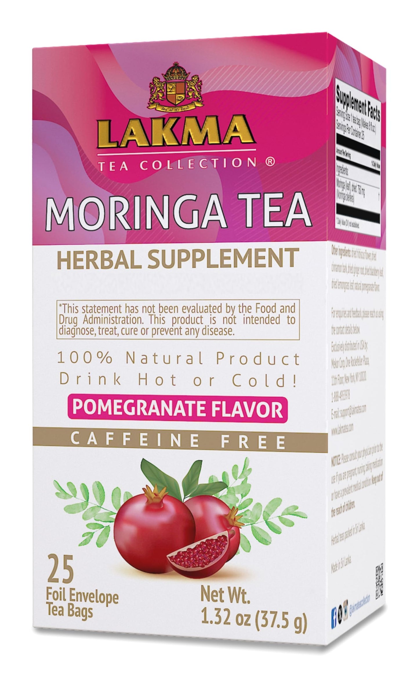 HYLEYS Lakma Moringa Oleifera Tea with Pomegranate - 25 Tea Bags