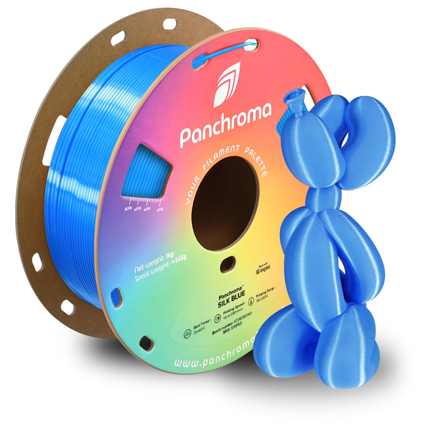 Polymaker Panchroma Silk PLA Filament 1.75mm 1kg, Shiny Blue, New and Improved Formula, Better Strength, Printing Speed and Clog