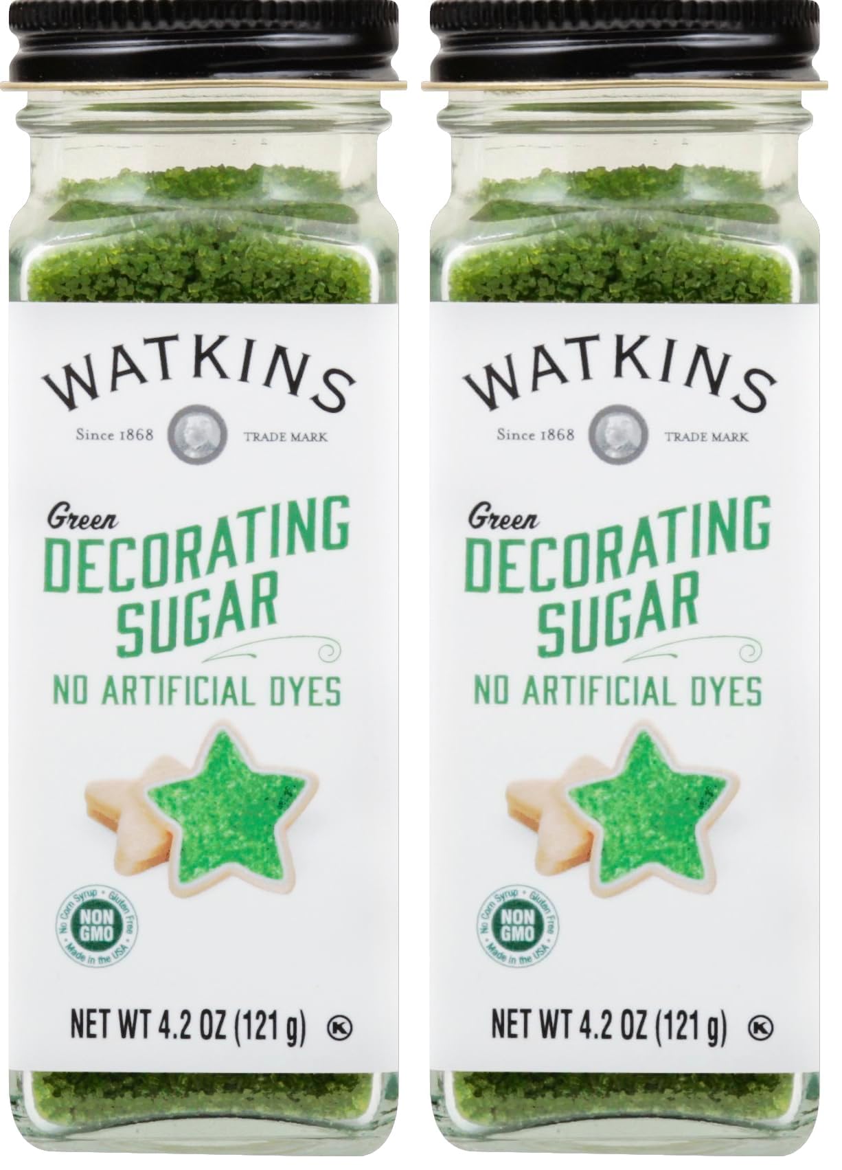 Watkins Green Decorating Sugar, Non-GMO, Kosher, 4.2 Ounce, 2-Pack