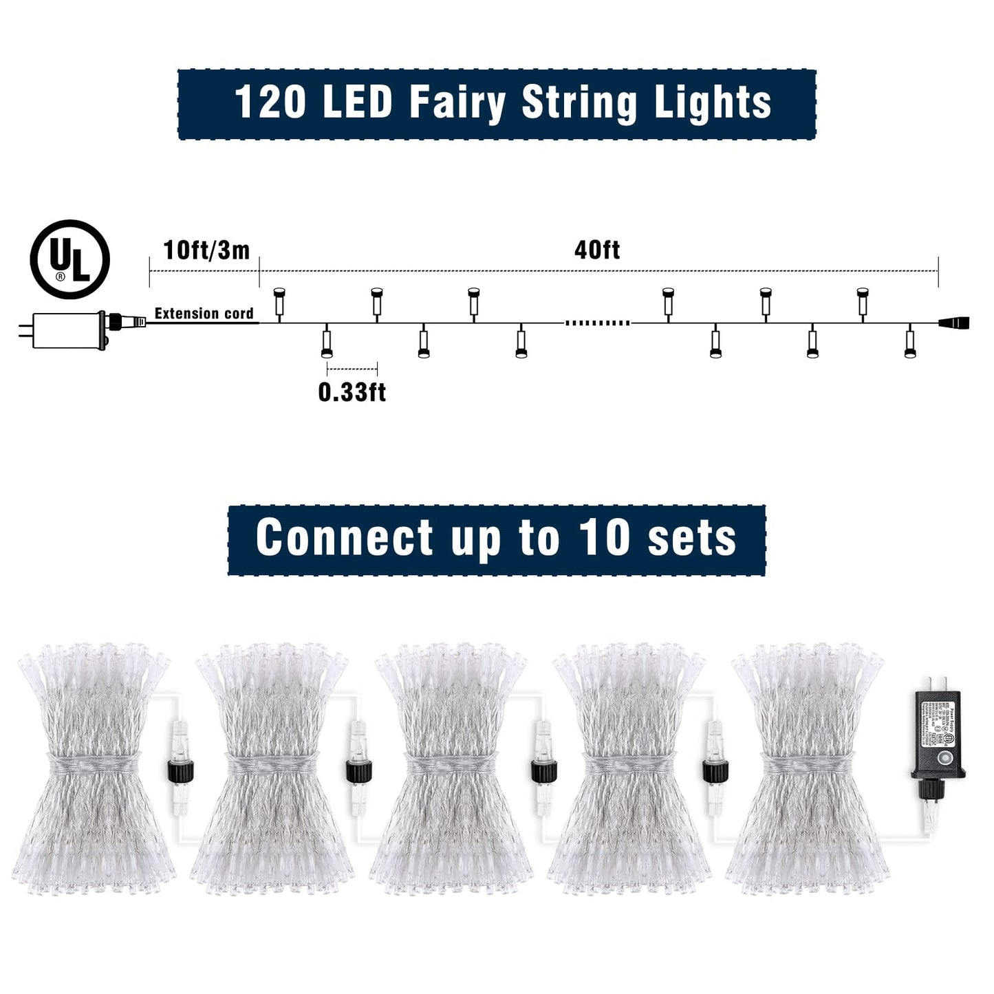 120 Led Blue Green Christmas Lights Outdoor Waterproof 40Ft Clear Wire Christmas Tree Lights 8 Modes Plug In Twinkle Fairy Lights For Indoor Christmas Bedroom Tree Decoration