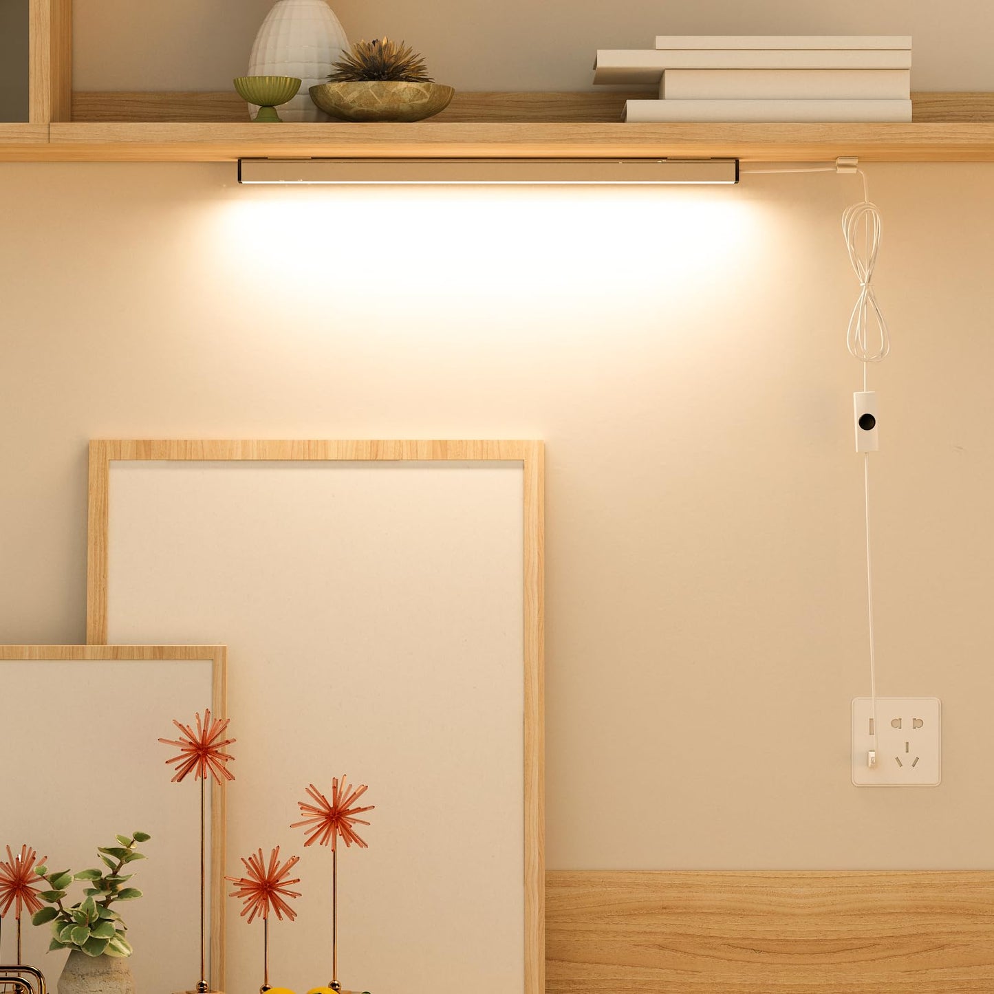 ASOKO LED Under Cabinet Light Bar, 12 Inch, 300LM, Warm White 3000K, Aluminum, Model: led-A-001b