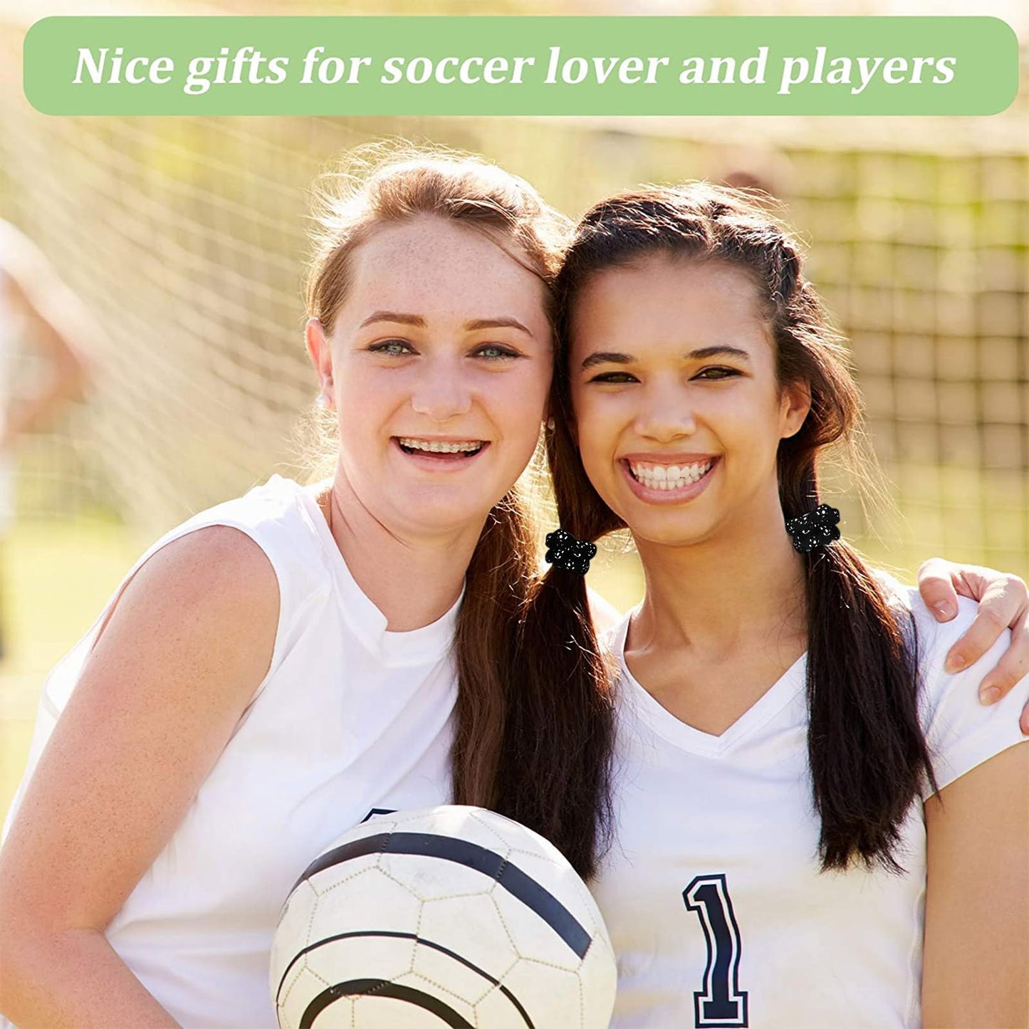 Poen 8 Pieces Soccer Hair Scrunchies Football Hair Ties Elastic Bands Girl Gifts Ponytail Holders Sport Accessories for Girls Wo