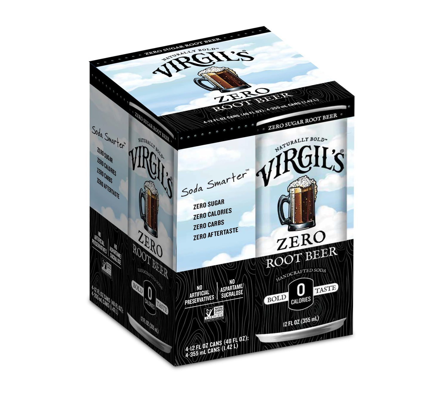 Virgils Zero Sugar Root malt-inspired 4 Pack Cans