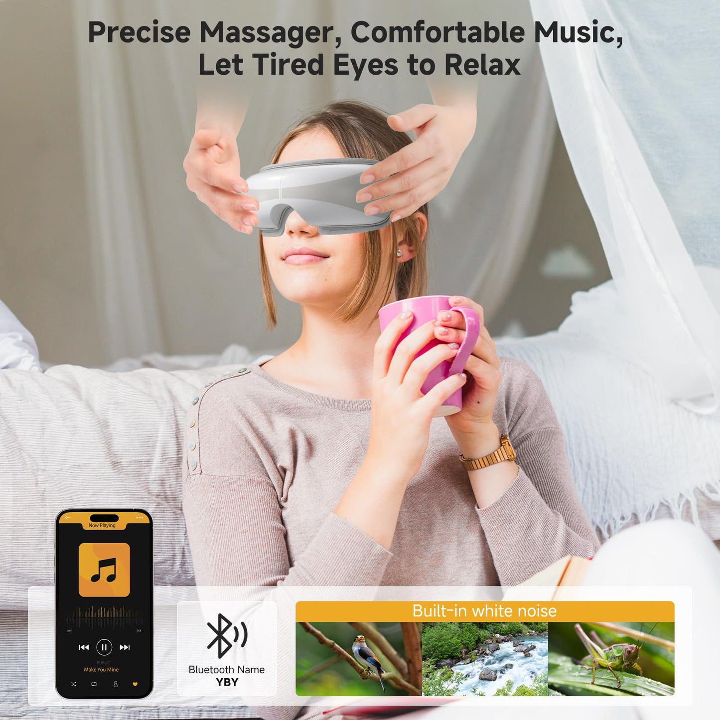 Cmprst Eye Massager with Heat, Portable Eye Mask Massager for Relaxation, Stress Relief, and Tension Reduction, Ideal for Dry Eyes, Headaches, and Fatigue Relief, Gift Idea for Man & Women