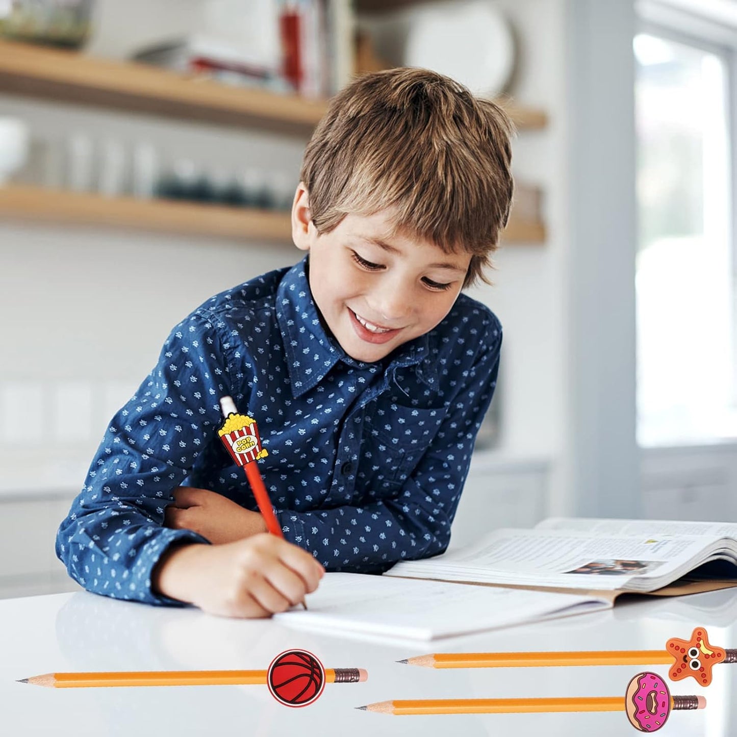 60 Pcs Cute Pencil Topper Decoration, Different Pencil Clip Designs, Suitable for School Prize, Classroom Reward, Gift Idea