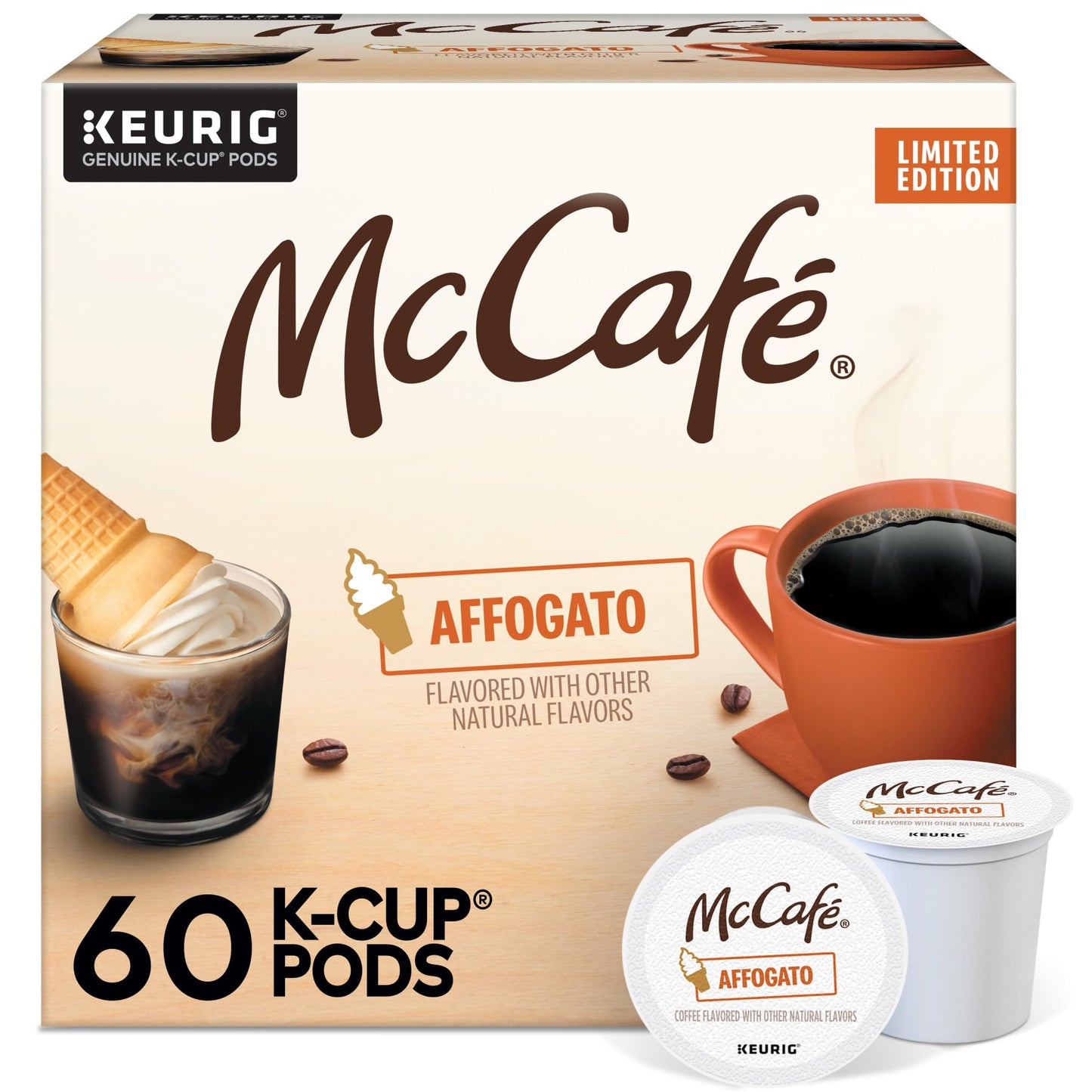 McCafe Affogato Single Serve Keurig K-Cup Pods Flavored Coffee Limited Edition 60-Count Box (6 Packs of 10)