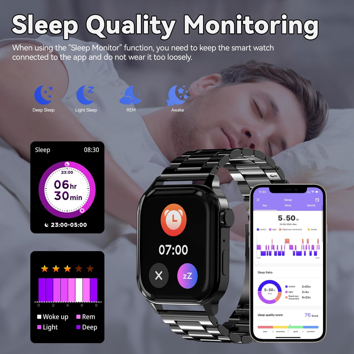 Homailida Smart Watch For Men With Answer/Make Calls, 1.85 Hd Display Fitness Tracker Watch With Waterproof 100+Sports Modes He