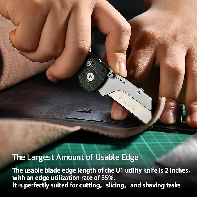 OKNIFE U1 Pro Multitool Folding Utility Knife with Folding Screwdriver, Quick Change Blade, Rail Lock & Pocket Clip for Men Women(Green Micarta)