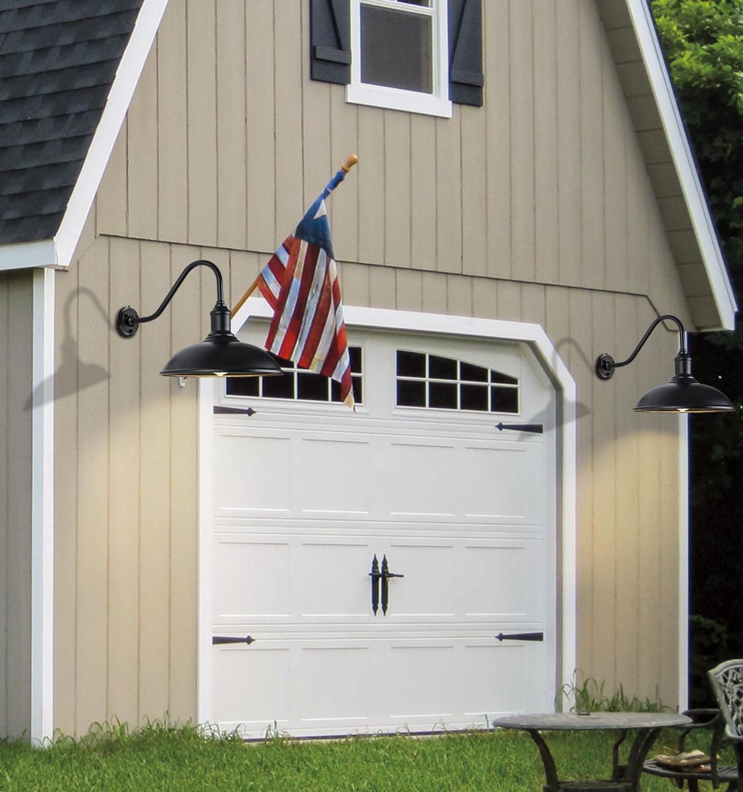 Ytzlvw Large 18In Dusk To Dawn Outdoor Barn Lights Classic Gooseneck Light Up The Night Suitable For Porch Farmhouse Garage Lighting