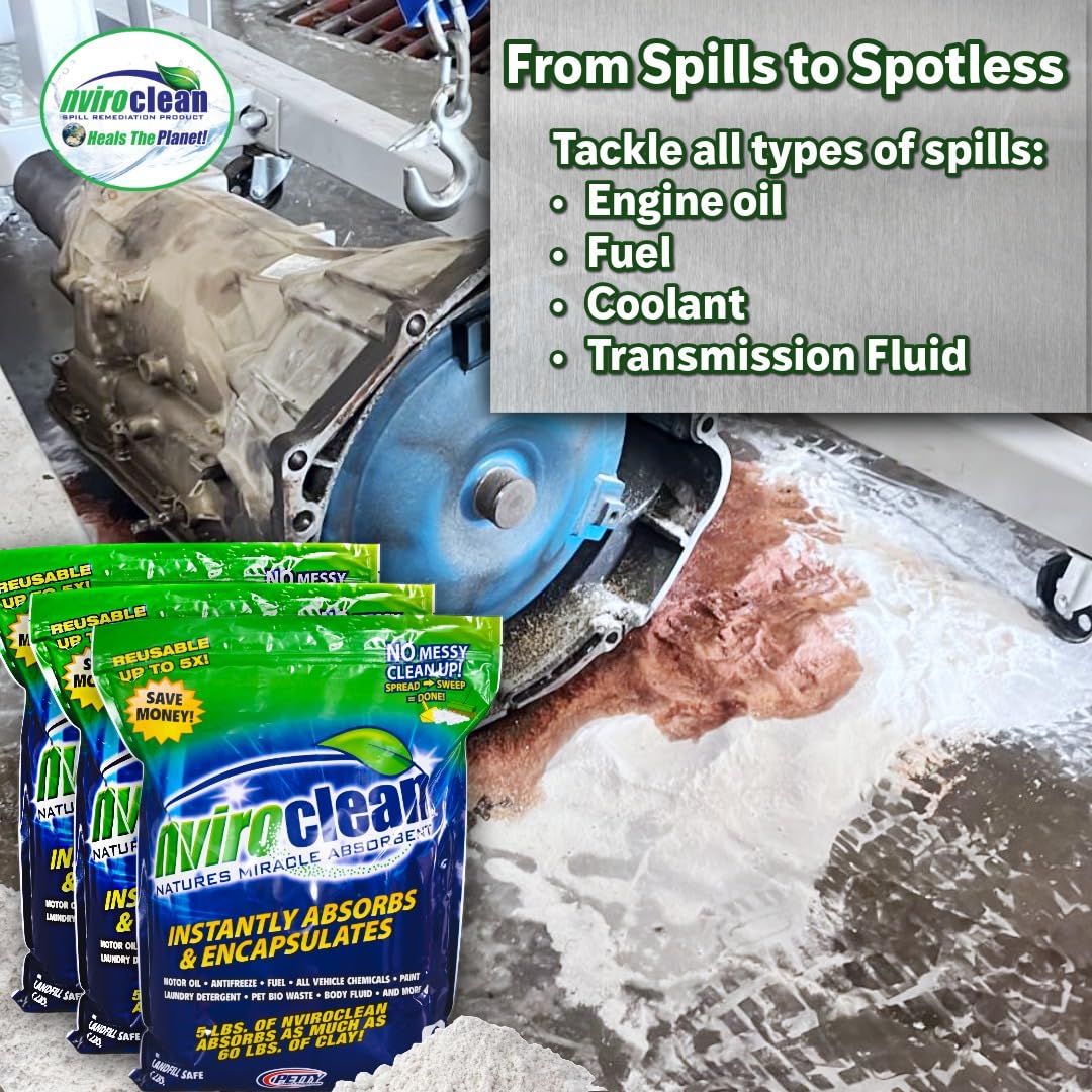 5 LB (Pack of 3) - Absorbs up to 180 LBS! Spill Absorbent & Encapsulant for Oil, Paint, Pet Waste, Chemicals and More.