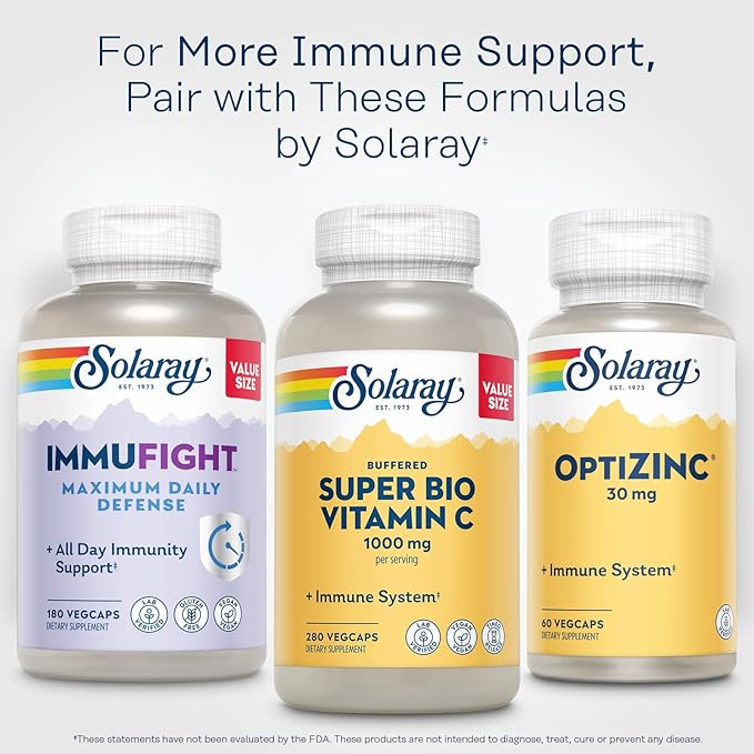 Solaray Super Bio Buffered Vitamin C 1000mg, Two-Stage, Timed Release Vitamin C with Bioflavonoids, Immune Support Supplement - High Absorption, Vegan, 60 Day Guarantee, 180 Servings, 360 VegCaps 140