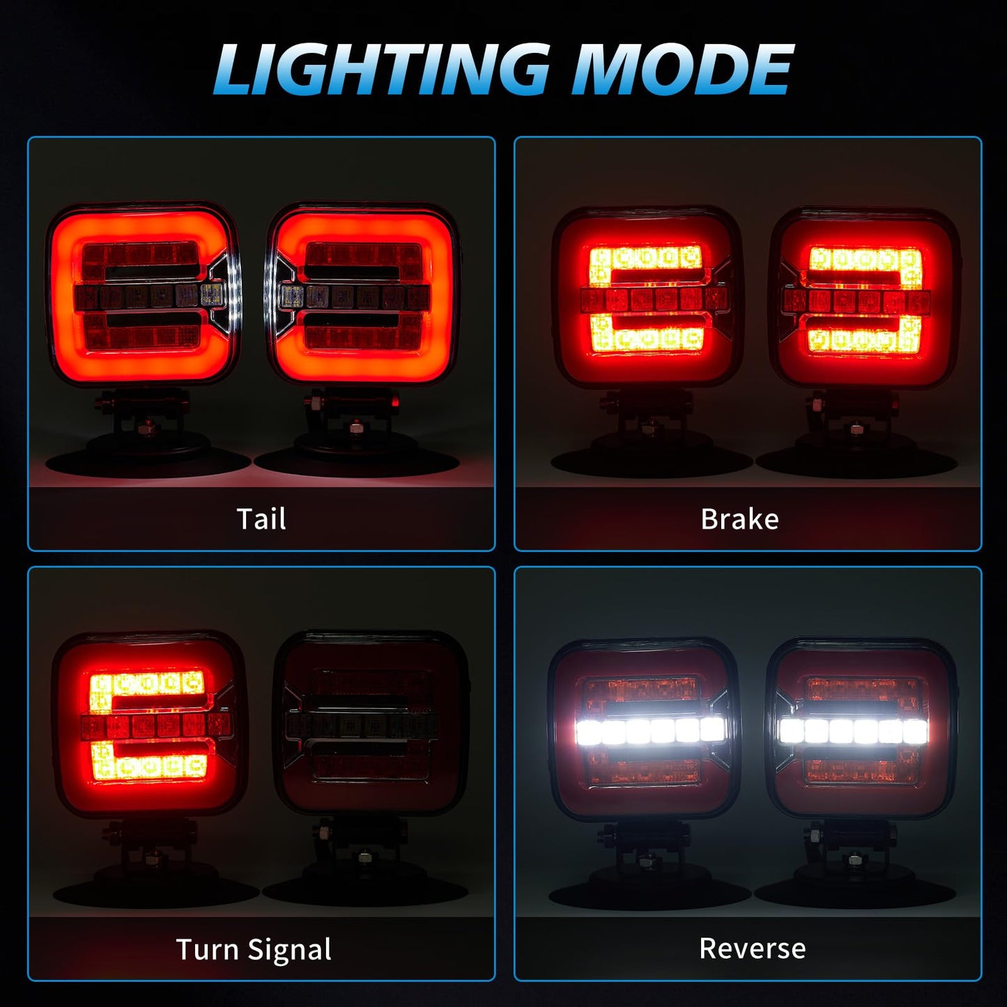 XYLOKTH USB-C Wireless Trailer Lights Kit, IP67 Waterproof, Magnetic LED, for Towing, Tail, Brake, Turn Signal, C-Type, Model XYL-T0102