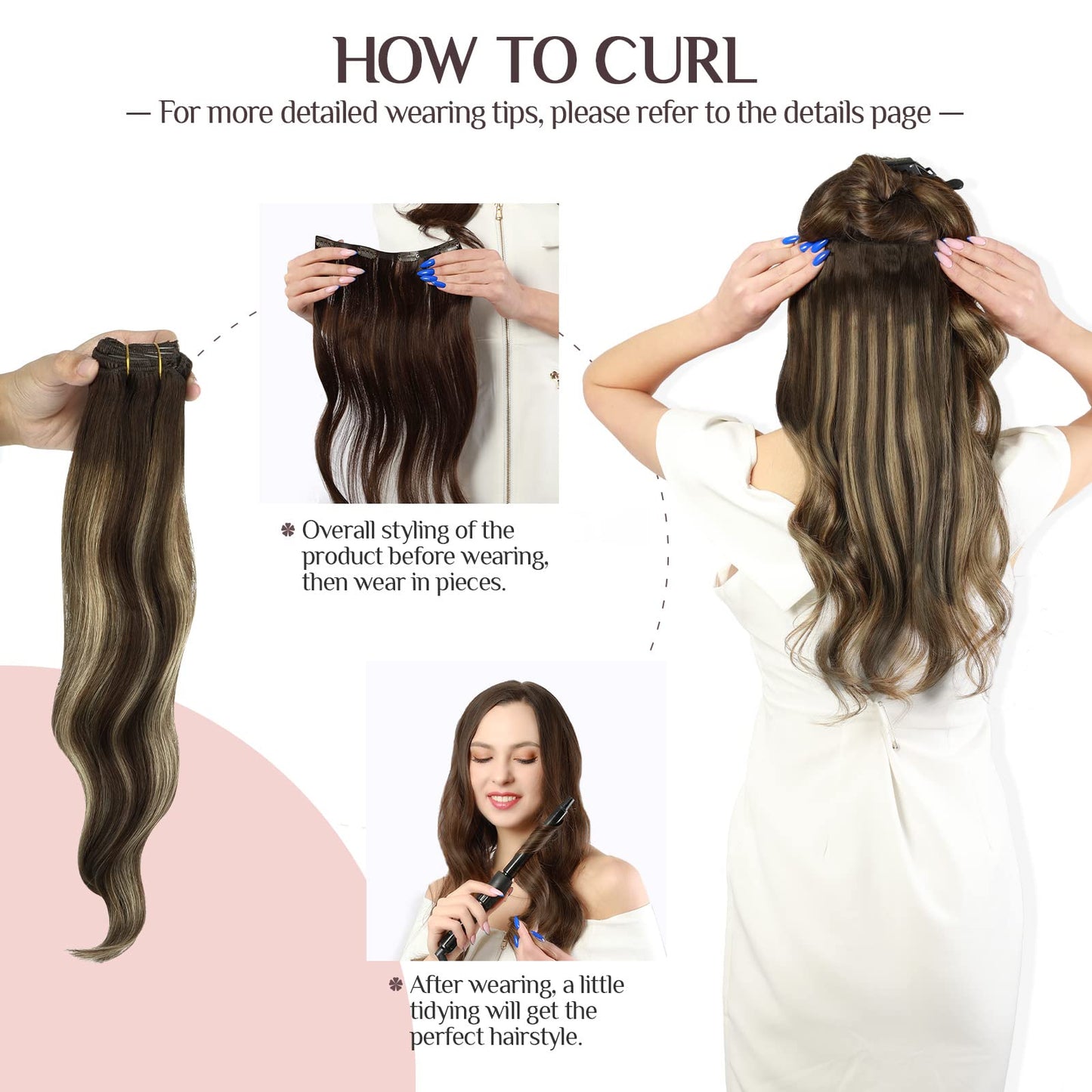 Clip in Hair Extensions Real Human Hair, 7pcs 120g Balayage Chocolate Brown to Honey Blonde 24 Inch, MAXITA Remy Hair Extensions