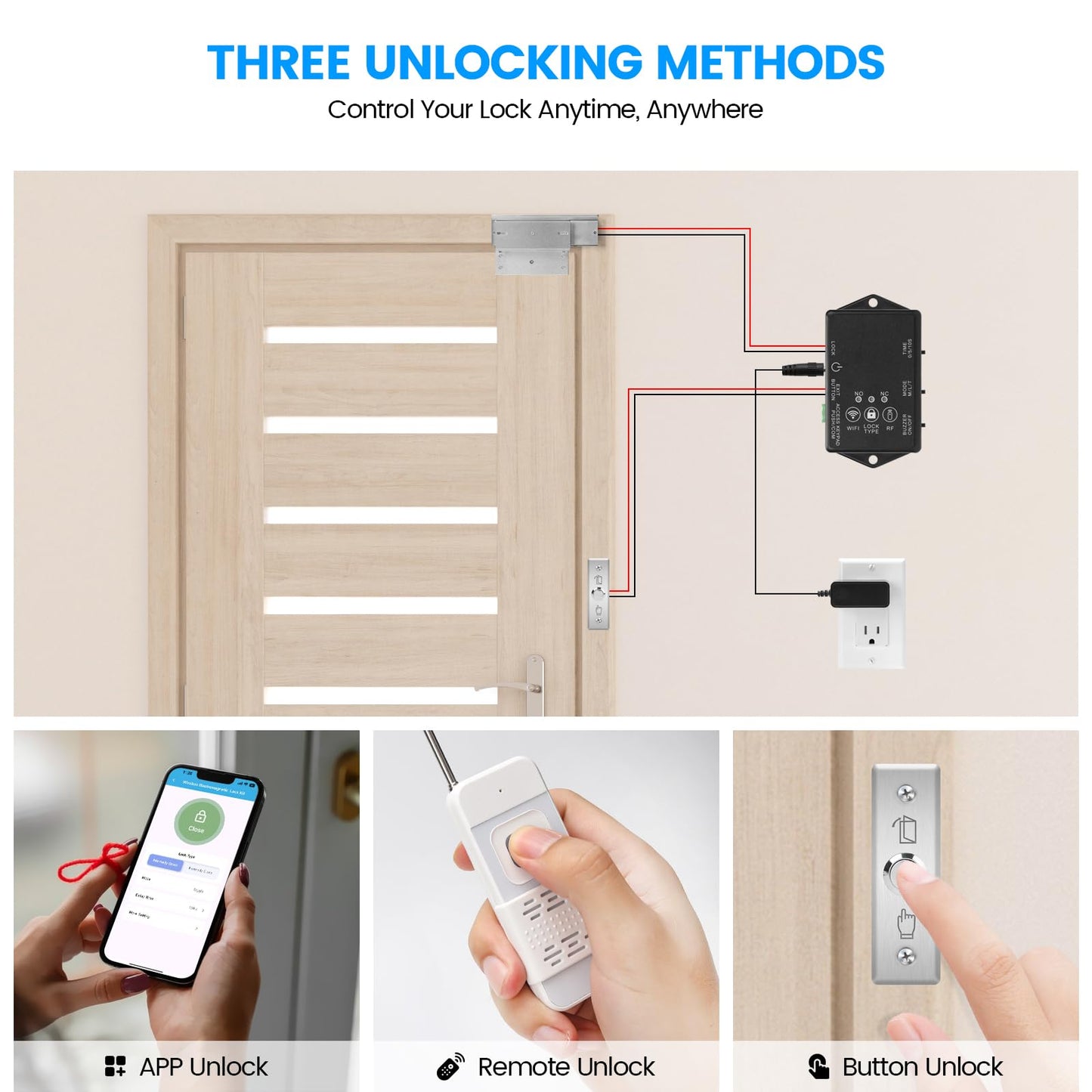 Zuomeng WiFi Smart Magnetic Lock for Door Kit, 1200lbs Holding Force Magnetic Door Lock System with App/Remote Control, 3 Modes, Sound Alerts, Easy Install for Home & Office
