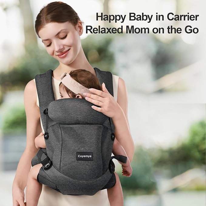 Baby Carrier,Baby Carrier for Newborn to Toddler,Adjustable Crotch Width,Ergonomic Newborn Carrier,Enhanced Lumbar Support,Easy-to-Use (Grey)