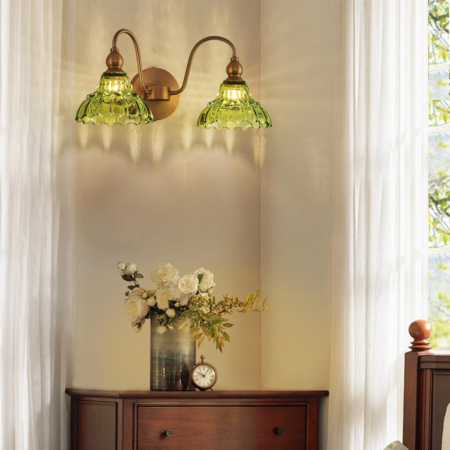 Tlolgt Vintage 2 Light Bathroom Vanity Light Bedroom Green Wall Sconces Vanity Lighting Fixtures Hallway Wall Light Fixtures Bathroom Lighting Fixtures Over Mirror