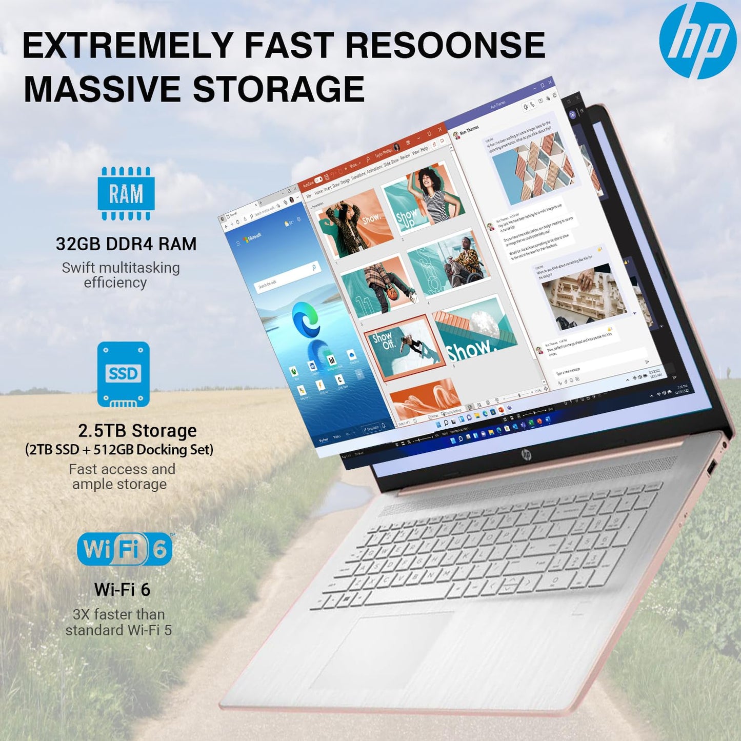 Hp 17 Touchscreen Laptop Pc, 17.3 Inch Hd+ Touch Screen Business Laptop Computer, Intel Core I7, Windows 11 Pro, 32Gb Ram 2Tb Ss