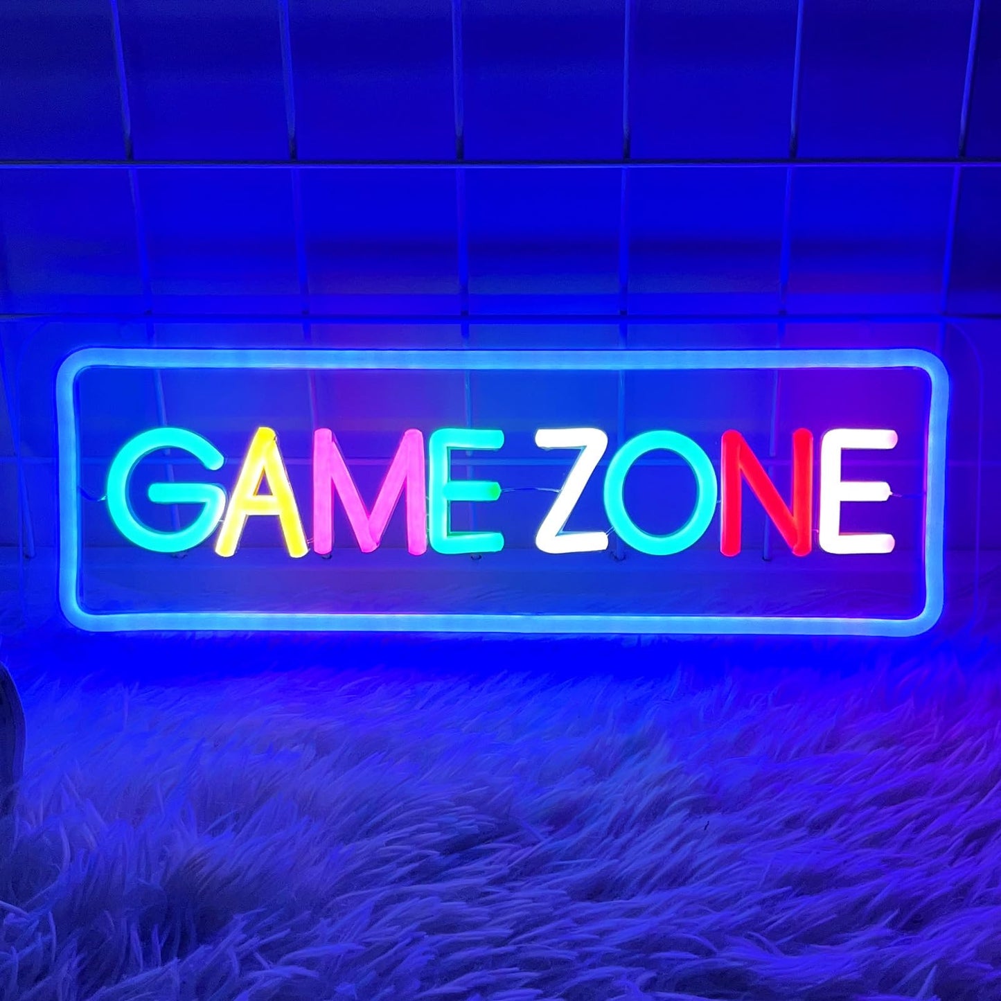 Gaming Neon Sign, Game Zone Neon Sign for Game Room Decor - LED Neon for Teen Boy Room, Gamer Wall Decor - Best Gamer Gifts for