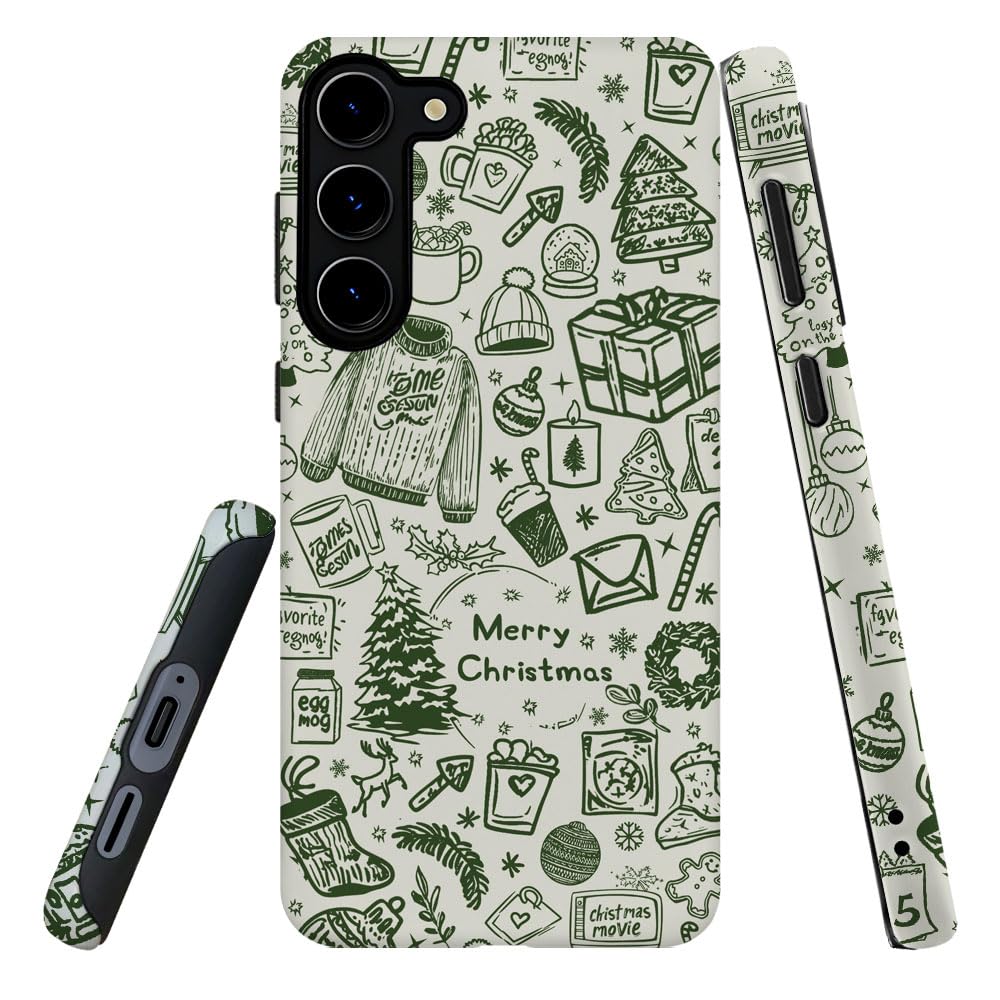 DJSOK Compatible with Samsung Galaxy S23 Plus,Frosted PC Anti-Scratch Shockproof Case - Christmas Green Hat Tree