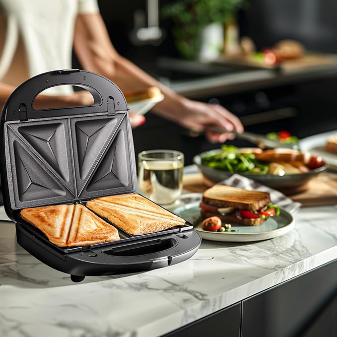 KEENSTAR 3 in 1 Electric Sandwich Maker, Waffle Maker with Removable Non-Stick Plates, Grill with Double-Sided Heating, Easy to Clean and Store, Perfect for Cooking Breakfast, Grilled Cheese and Steak