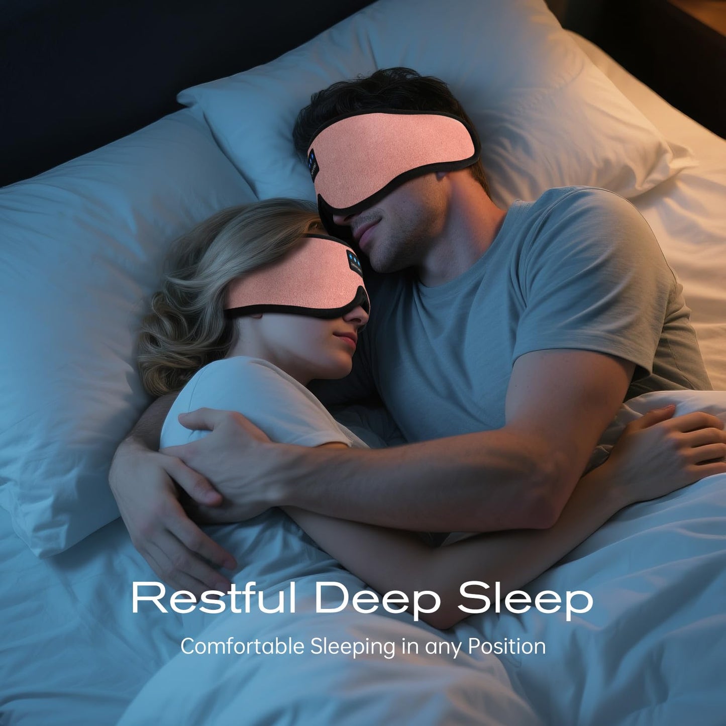 ZHENYEMEI 3D Sleep Mask with Bluetooth Headphones, Sleeping Headphones for Side Sleepers, Wireless Music Eye Mask with Ultra-Thin Stereo Speakers for Men, Women, Tech Gifts, Pink