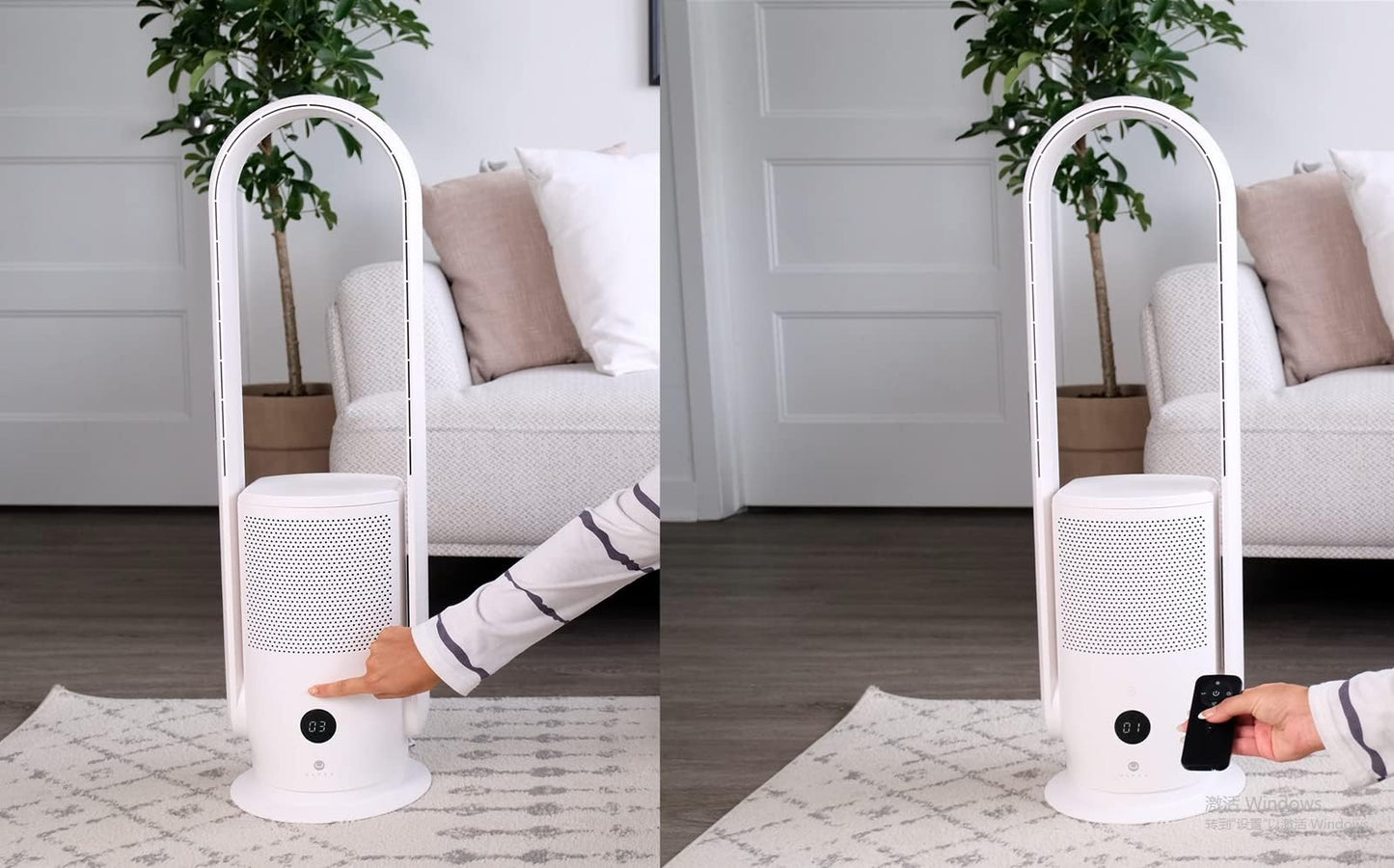 U Ultty Bladeless Tower Fan And Air Purifier In One, True Hepa Filter 99.97% Smoke Dust Pollen Dander, Oscillating Tower Fan Wit