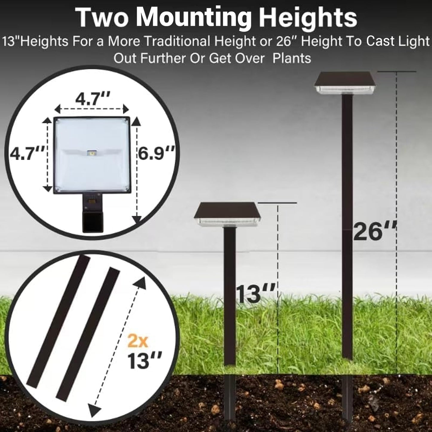 Bobcat Solar Pathway LED Lights Super Bright 300 lumens with 2-in-1 Warm White and Daylight Modes, Dark Brown Solar Lights Outdoor Waterproof for Path, Sidewalk, Driveway or Walk Way Light(4 Pack)