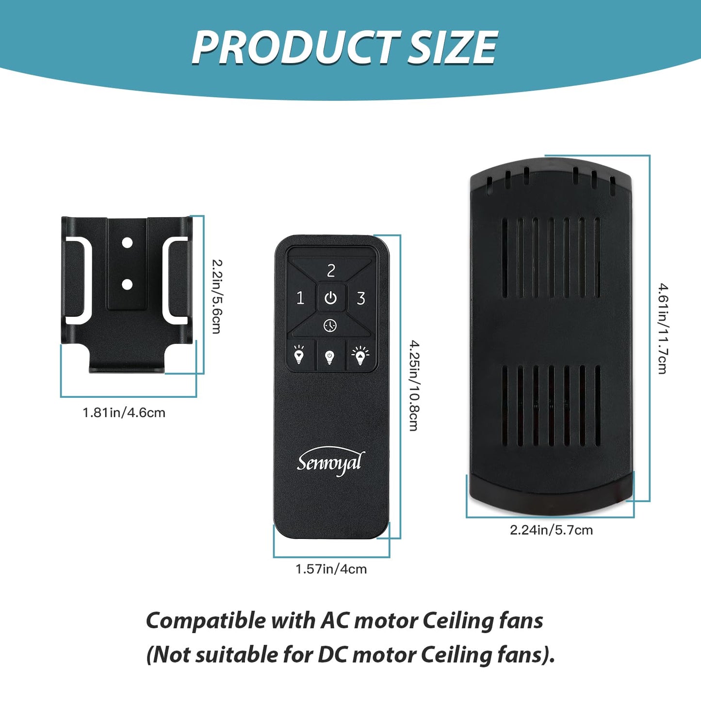 Ceiling Fan Remote Replacement, 3 Speed Universal Ceiling Fan Remote Control Kit With Light Dimmer, Ceilig Fan Light Switch For