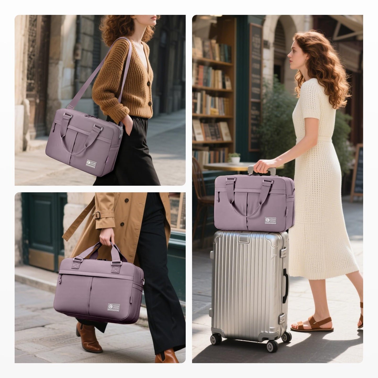BAGZY 40x30x15cm Personal Item Bag Expandable 40x30x25cm Gym Bag Lightweight Travel Duffle Bag Mens Weekender Bags for Women with Wet Pocket for Overnight Hospital Carry on Bags for Airplanes Purple