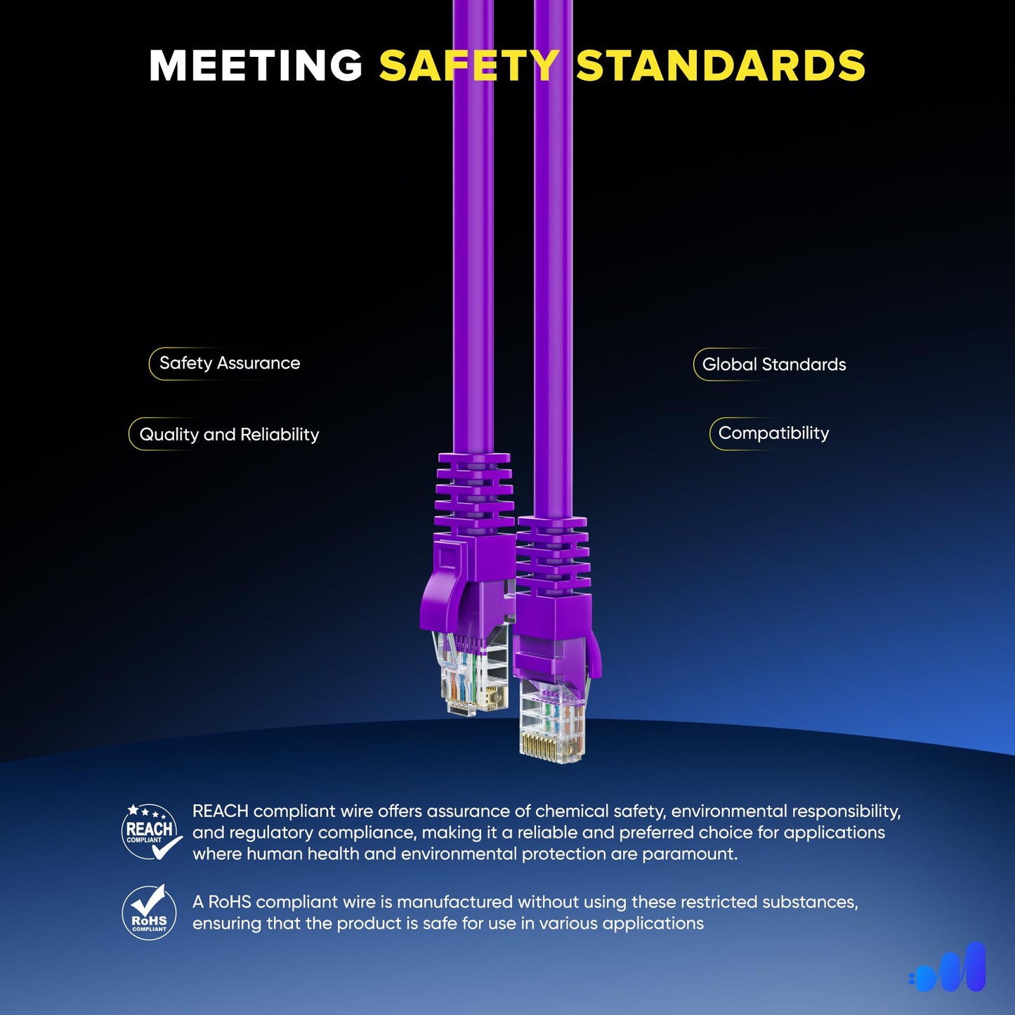 Maximm Cat 6 Ethernet Cable - 30 Ft High-Speed Lan & Internet Patch Cable, Utp, 10Gbps, 550Mhz - Purple