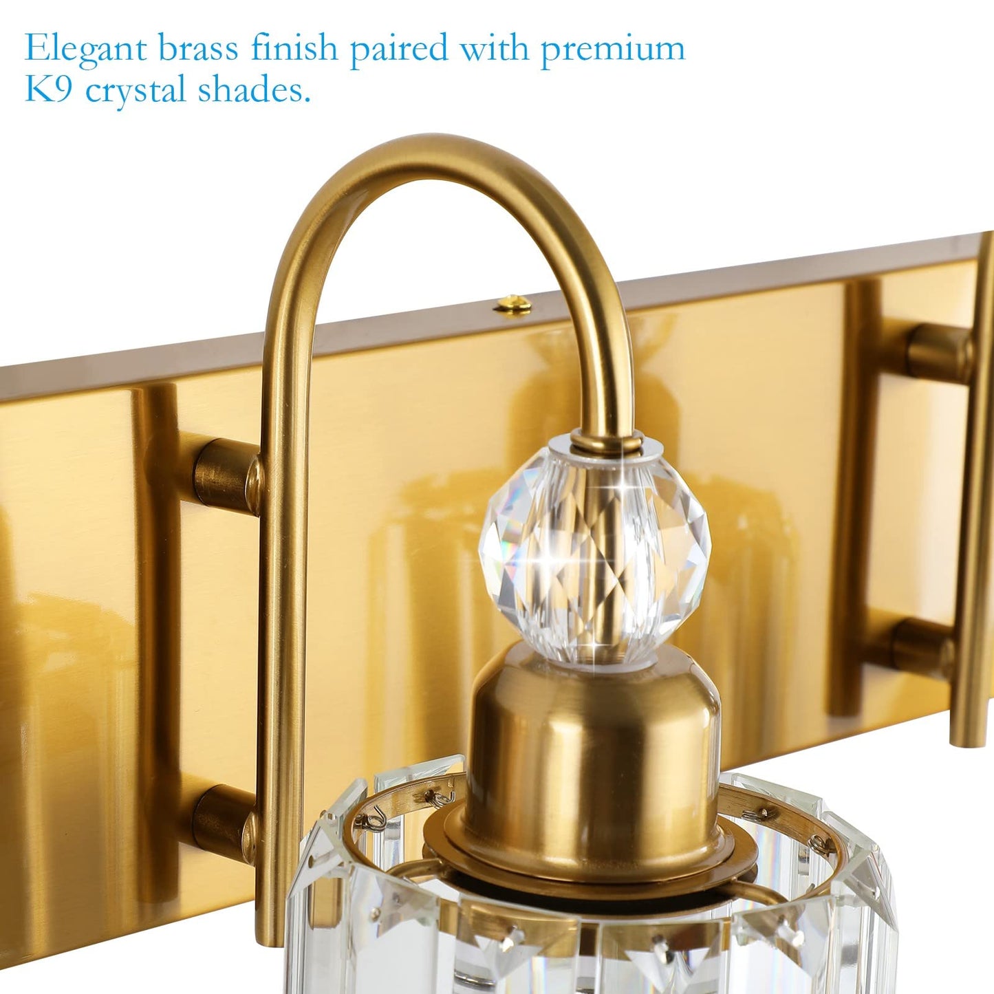 Ralbay 6-Light Gold Crystal Vanity Lights - Modern Brass Wall Fixtures For Bathroom, Model 8600, Elegant Round Design